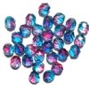 25 8mm Faceted Tri Tone Crystal/Fuchsia/Teal Firepolish Beads